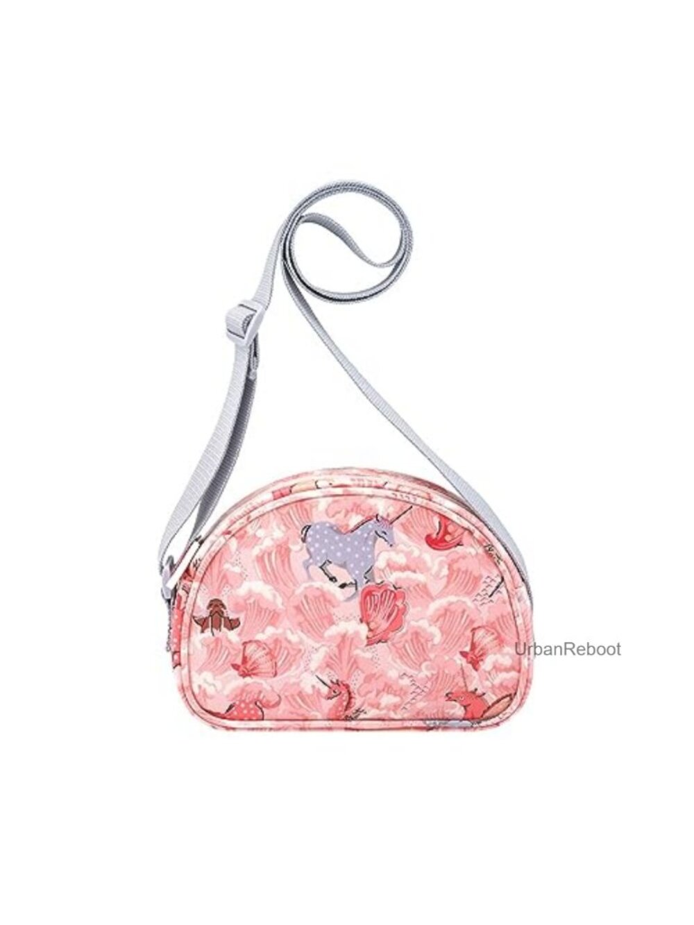 Half Moon Crossbody Bag Cotton Kids Mini Purse Unicorn Waves